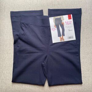 NEW Felina Women's Tummy Control Pull-On Kick Crop Pant, Navy Blue, Med (8-10)